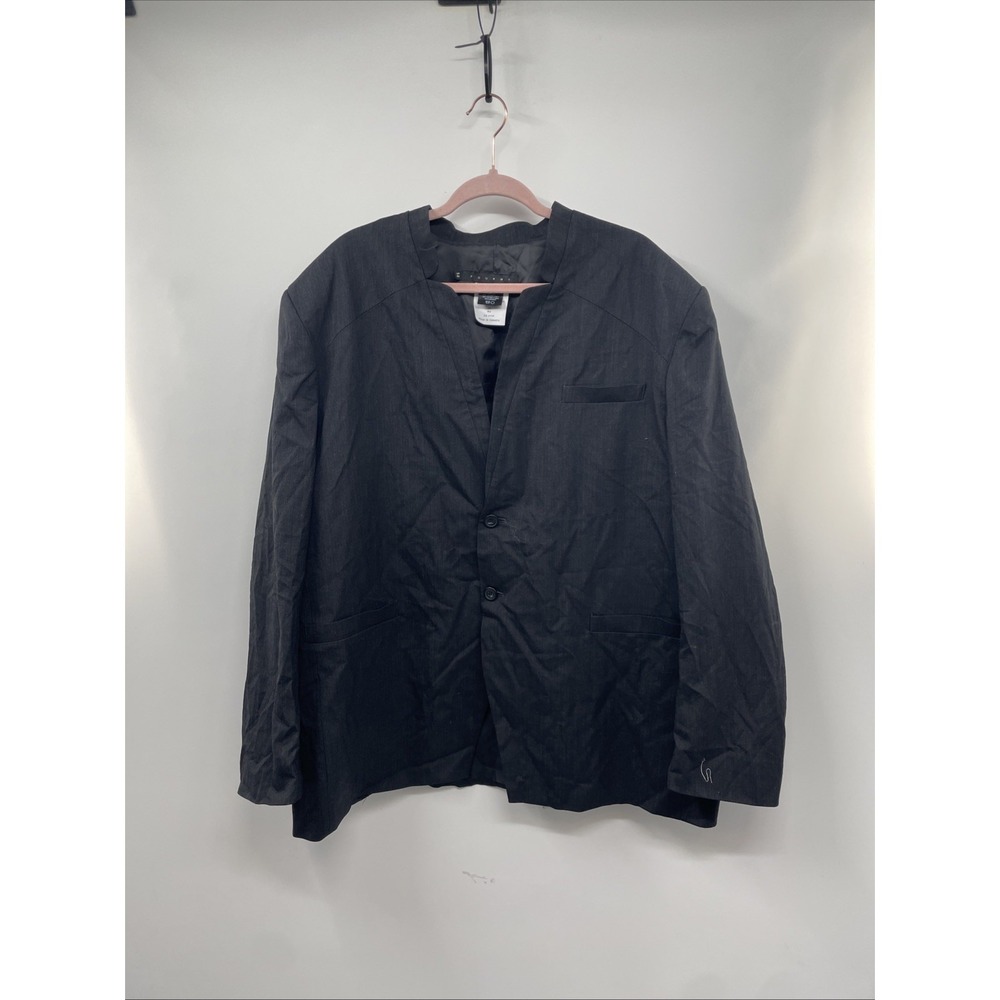 Fourmy Blazer Men's 50 Black Wool Blend Two-Button Jacket Modest Business Casual